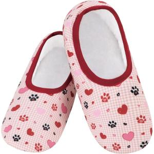 imageSnoozies Skinnies slipper socks for Women  NonSlip Lightweight Soft Sherpa Lining Foldable TravelHrtpaws