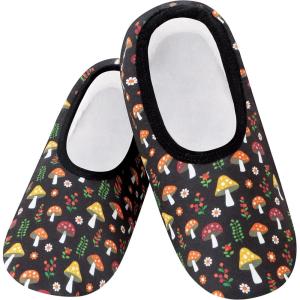 imageSnoozies Skinnies slipper socks for Women  NonSlip Lightweight Soft Sherpa Lining Foldable TravelMushrm