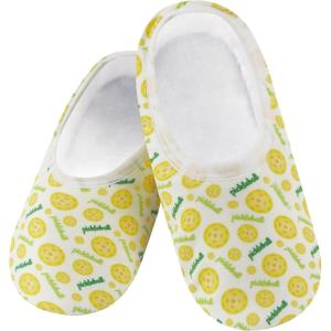 imageSnoozies Skinnies slipper socks for Women  NonSlip Lightweight Soft Sherpa Lining Foldable TravelPklballs