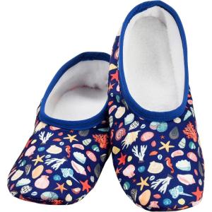 imageSnoozies Skinnies slipper socks for Women  NonSlip Lightweight Soft Sherpa Lining Foldable TravelShells