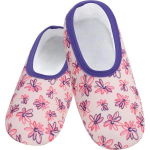 imageSnoozies Skinnies slipper socks for Women  NonSlip Lightweight Soft Sherpa Lining Foldable TravelSketch Floral