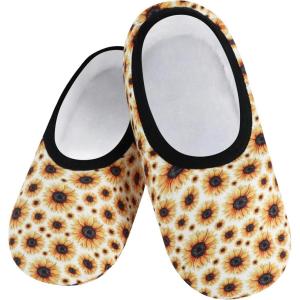 imageSnoozies Skinnies slipper socks for Women  NonSlip Lightweight Soft Sherpa Lining Foldable TravelSunfl