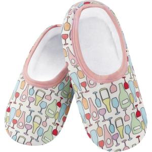 imageSnoozies Skinnies slipper socks for Women  NonSlip Lightweight Soft Sherpa Lining Foldable TravelWinebtl