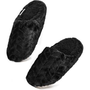 imageSnoozies Womens Chevron Scuff Slippers  Indoor Fuzzy Slippers with NonSkid Sole Cozy Comfort for WomenBlack
