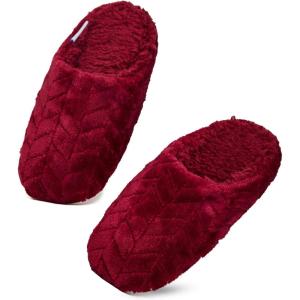 imageSnoozies Womens Chevron Scuff Slippers  Indoor Fuzzy Slippers with NonSkid Sole Cozy Comfort for WomenBurgundy