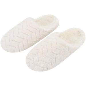 imageSnoozies Womens Chevron Scuff Slippers  Indoor Fuzzy Slippers with NonSkid Sole Cozy Comfort for WomenCrme