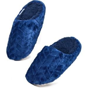 imageSnoozies Womens Chevron Scuff Slippers  Indoor Fuzzy Slippers with NonSkid Sole Cozy Comfort for WomenNavy