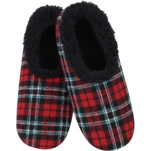 imageSnoozies Plaid Mens Slippers with Comfy Sherpa Lining House Slippers for Men NonSkid Soft Sole House Shoes Gifts for HimRed 1