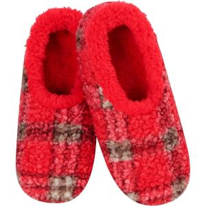 imageSnoozies Plaid Mens Slippers with Comfy Sherpa Lining House Slippers for Men NonSkid Soft Sole House Shoes Gifts for HimRed
