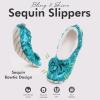 image:imageSnoozies Ballerina Bling Metallic Shine Slippers  Sequin House Shoes for Women  Slipper Socks with Grippers  Cute Indoor FootwearBlue
