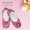 image:imageSnoozies Ballerina Bling Metallic Shine Slippers  Sequin House Shoes for Women  Slipper Socks with Grippers  Cute Indoor FootwearPink