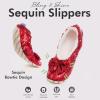 image:imageSnoozies Ballerina Bling Metallic Shine Slippers  Sequin House Shoes for Women  Slipper Socks with Grippers  Cute Indoor FootwearRed