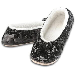image:imageSnoozies Ballerina Bling Metallic Shine Slippers  Sequin House Shoes for Women  Slipper Socks with Grippers  Cute Indoor FootwearBlack