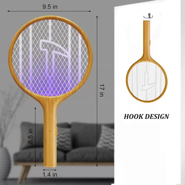 Endbug 2 in 1 Bug Zapper Racket, Dual Modes Electric Fly Swatter with Purple Attracting Light, Hangable Mosquito Zapper, Handheld Fly Zapper for Indoor &amp; Outdoor 