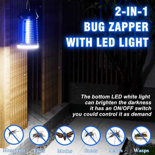 Endbug Bug Zapper with LED Light, Waterproof Bug Zapper Outdoor Indoor, Mosquito Zapper Outdoor Electric Fly Zapper, Mosquito Killer Fly Trap for Outside Patio Garden Backyard Home 