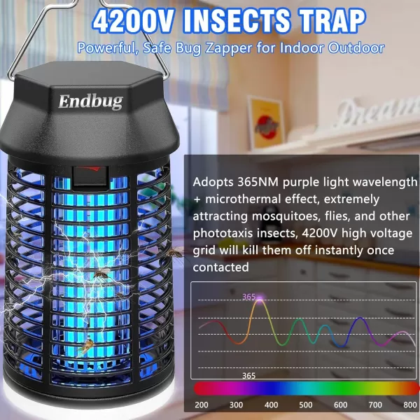 Endbug Bug Zapper with LED Light, Waterproof Bug Zapper Outdoor Indoor, Mosquito Zapper Outdoor Electric Fly Zapper, Mosquito Killer Fly Trap for Outside Patio Garden Backyard Home 