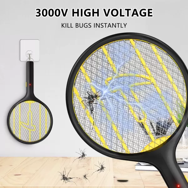Endbug Electric Fly Swatter Racket 2 Pack, Hangable Mosquito Zapper, 3000V Handheld Bug Zapper Racket, Fly Zapper for Indoor &amp; Outdoor