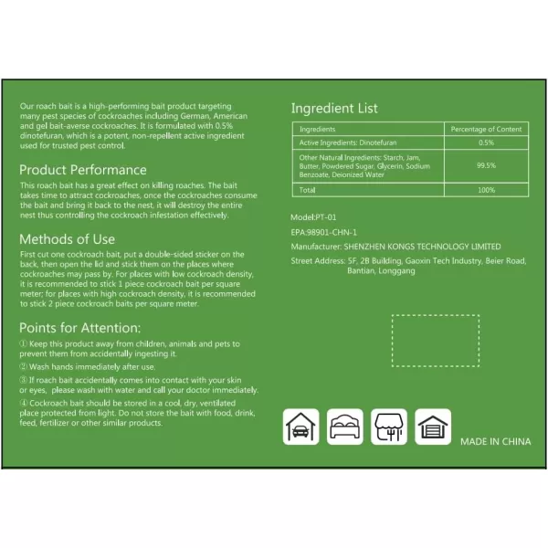Endbug Roach Bait, Roach Killer Indoor Infestation, Roach Traps, Roach Repellent Indoor Home for Small Large Cockroaches, Cockroach Bait Get Rid of Roaches Permanently Indoor/Outdoor - 48PCS