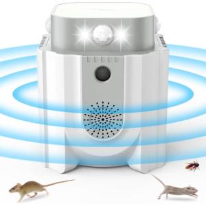 imageEndbug Ultrasonic Rodent Repellent Indoor with PIR Motion Sensor ampamp Strobes ampamp Frequency Conversion Ultrasound Pest Repeller Indoor for House Attic Garage Basement