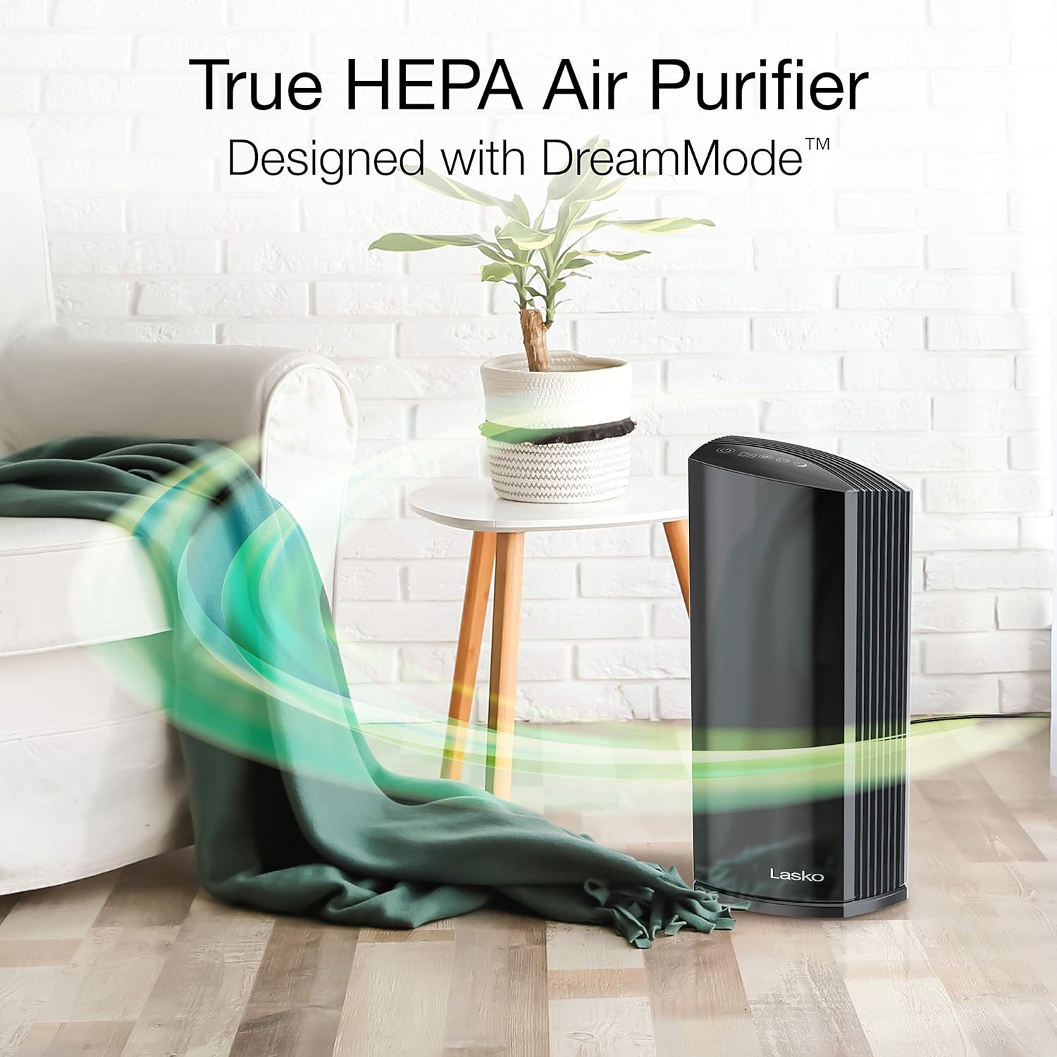 Lasko LP200 HEPA Desktop Air Purifier with Timer for a Cleaner,Fresher Home Environment –2-Stage Filtration Removes Smoke, Odors, Pet Dander, Virus Sized Particles,Pollen, 14.75" x 7.3” x 10.3”, White
