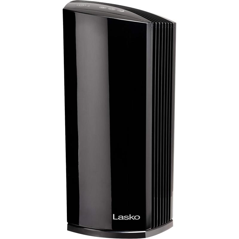 Lasko LP200 HEPA Desktop Air Purifier with Timer for a Cleaner,Fresher Home Environment –2-Stage Filtration Removes Smoke, Odors, Pet Dander, Virus Sized Particles,Pollen, 14.75" x 7.3” x 10.3”, White
