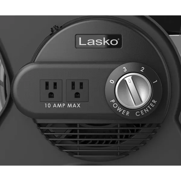 Lasko 12” Utility Fan for Job Site or Home Use, 289 CFM, Pivoting High Velocity Blower Fans, 3 Speeds, 2 Accessory Outlets 120V, Black, U12104