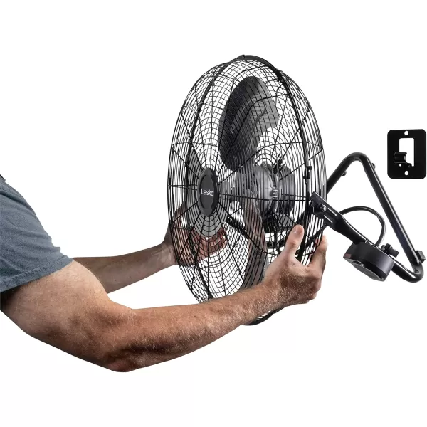 Lasko 20", High-Velocity Commercial Grade QuickMount, Converts from Floor Wall Mount Fan Ideal for Garages, Basements, Gyms, 2264QM, 7 x 22 x 22 inches, Black Silver