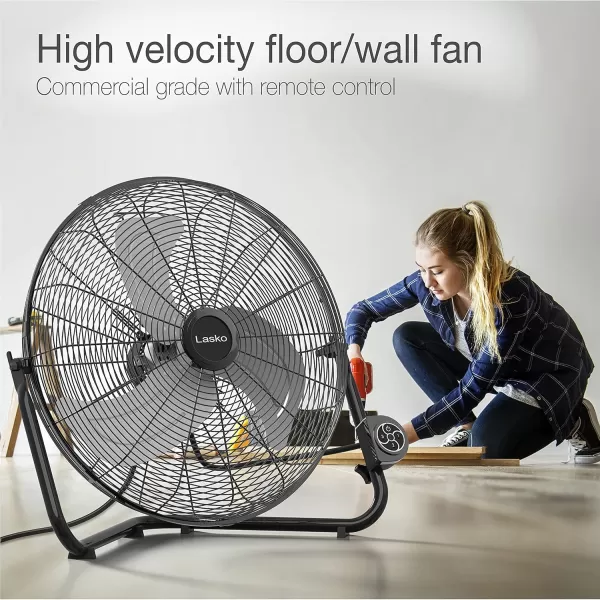 Lasko 20", High-Velocity Commercial Grade QuickMount, Converts from Floor Wall Mount Fan Ideal for Garages, Basements, Gyms, 2264QM, 7 x 22 x 22 inches, Black Silver
