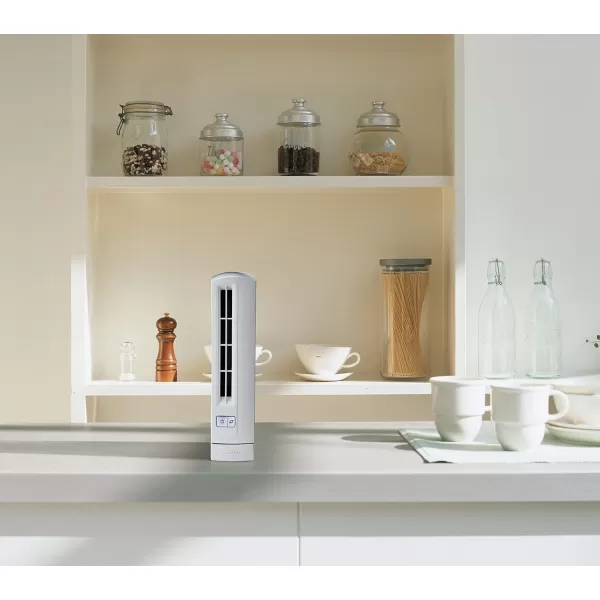 Lasko Air Stik Oscillating Tabletop Fan, Ultra-Slim Design, 2 Quiet Speeds, for Bedroom, Dorm Rooms, Office, 14", White, T14100