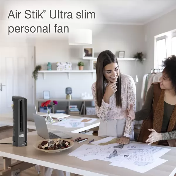 Lasko Air Stik Oscillating Tabletop Fan, Ultra-Slim Design, 2 Quiet Speeds, for Bedroom, Dorm Rooms, Office, 14", White, T14100