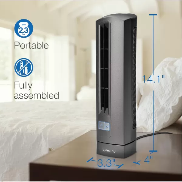 Lasko Air Stik Ulta-Slim Oscillating Desktop Fan, 2 Speeds, for Bedroom, Living Room, Office, 14", Gray, 4000
