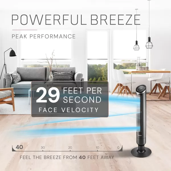 Lasko Apex 42" Tower Fans for Home, 29 ft/s Airflow, Quiet 28 dB on Low, 90° Oscillation, 12 Hour Timer, Air Filter for Hair &amp; Dust, Remote Control, Black, RST200