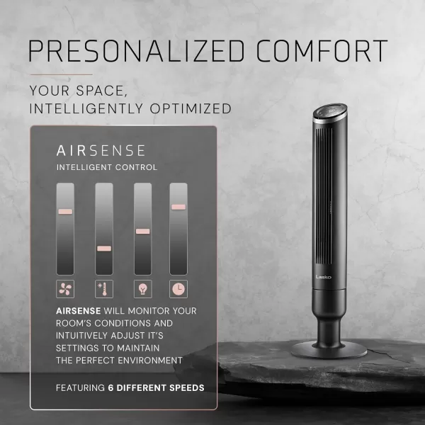 Lasko Apex 42" Tower Fans for Home, 29 ft/s Airflow, Quiet 28 dB on Low, 90° Oscillation, 12 Hour Timer, Air Filter for Hair &amp; Dust, Remote Control, Black, RST200