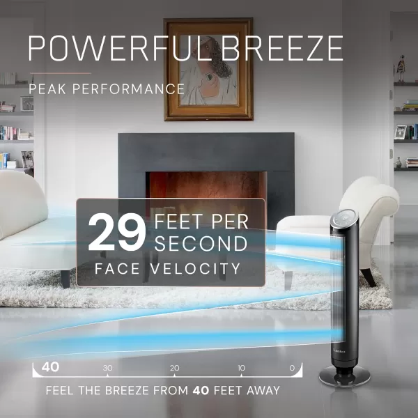 Lasko Ascend 36" Tower Fans for Home, 29 ft/s Airflow, Quiet 29dB on Low, 90° Oscillation, 12 Hour Timer, Air Filter for Hair &amp; Dust, Remote, Black, OST100