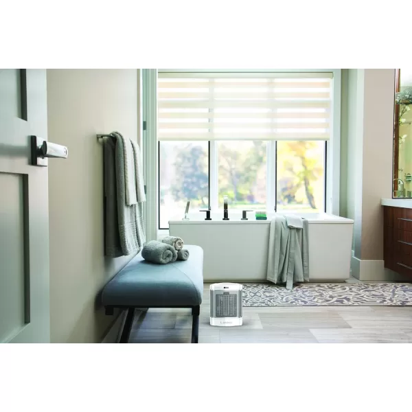 Lasko CD08200 Small Portable Ceramic Space Heater for Bathroom and Indoor Home Use, White, 6.25 x 6.25 x 7.65 inches