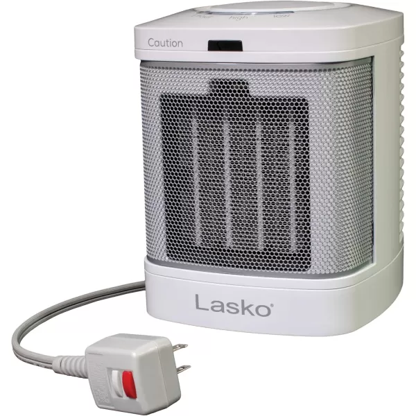 Lasko CD08200 Small Portable Ceramic Space Heater for Bathroom and Indoor Home Use, White, 6.25 x 6.25 x 7.65 inches