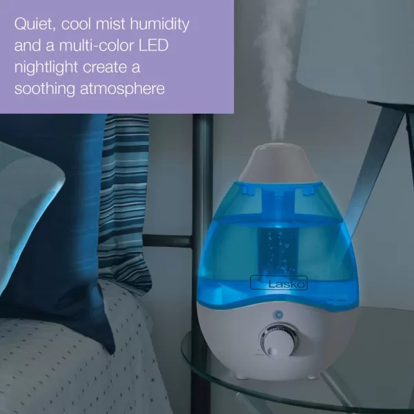 Lasko Cool Mist Humidifier with Essential Oils, Quiet and Soothing Ultrasonic Baby Humidifiers for Nursery, Bedroom, Kids , 2.8L Tank, No Filter