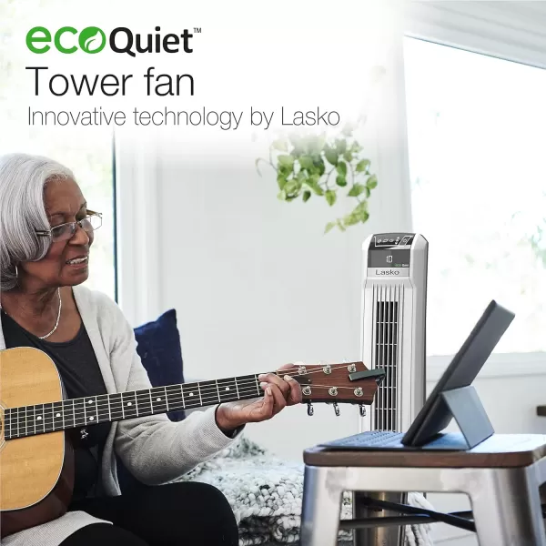 Lasko EcoQuiet Oscillating Tower Fan, Portable, Remote Control, Timer, 12 Quiet Speeds, for Living Room, Bedroom and Office, 42", Black, T42700, Large