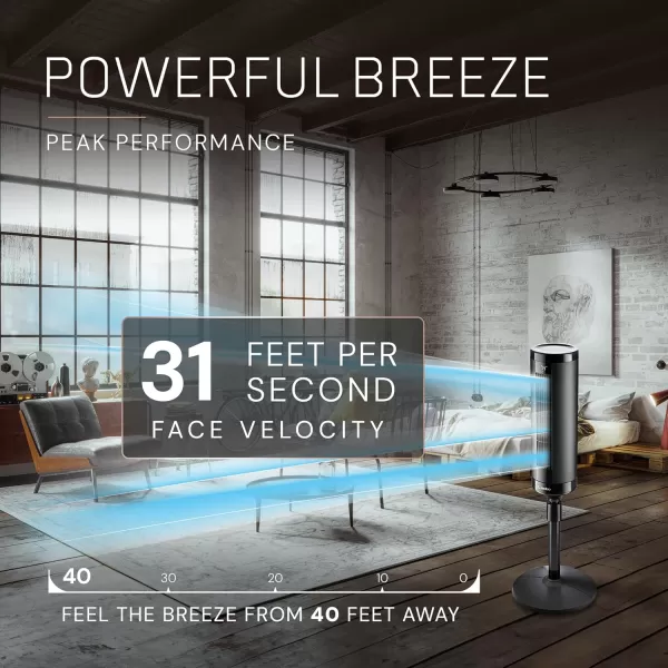 Lasko Elevation 42”-54” Adjustable Height Pedestal Tower Fans for Home, 31 ft/s Airflow, Quiet 28 dB on Low, 90° Oscillation, 12 Hour Timer, Remote Control, Black, EST100