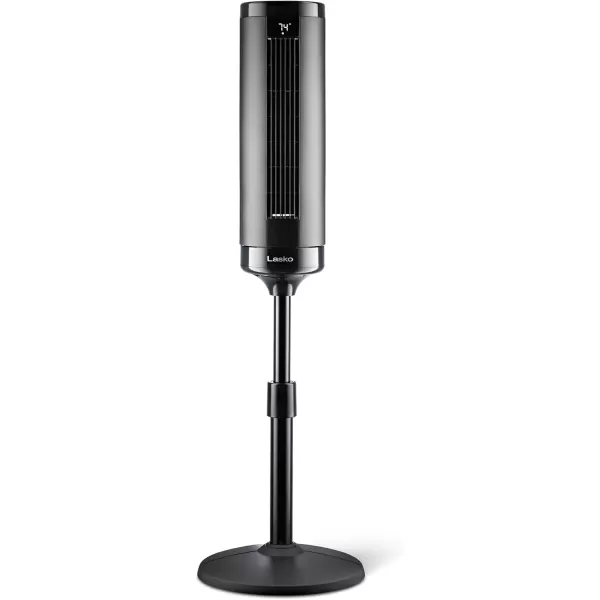Lasko Elevation 42”-54” Adjustable Height Pedestal Tower Fans for Home, 31 ft/s Airflow, Quiet 28 dB on Low, 90° Oscillation, 12 Hour Timer, Remote Control, Black, EST100