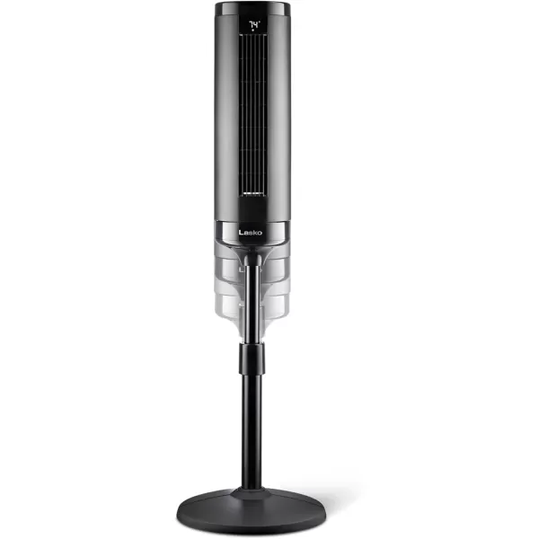 Lasko Elevation 42”-54” Adjustable Height Pedestal Tower Fans for Home, 31 ft/s Airflow, Quiet 28 dB on Low, 90° Oscillation, 12 Hour Timer, Remote Control, Black, EST100