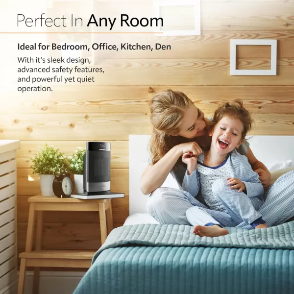 Lasko Ellipse Ceramic Tower Heater for Home with Tipover Switch, Child Lock, Digital Display, Thermostat, Wide Oscillation, Remote, Timer, For Bedroom, Office, Living Room, Den, 1500W, Black, CT18950
