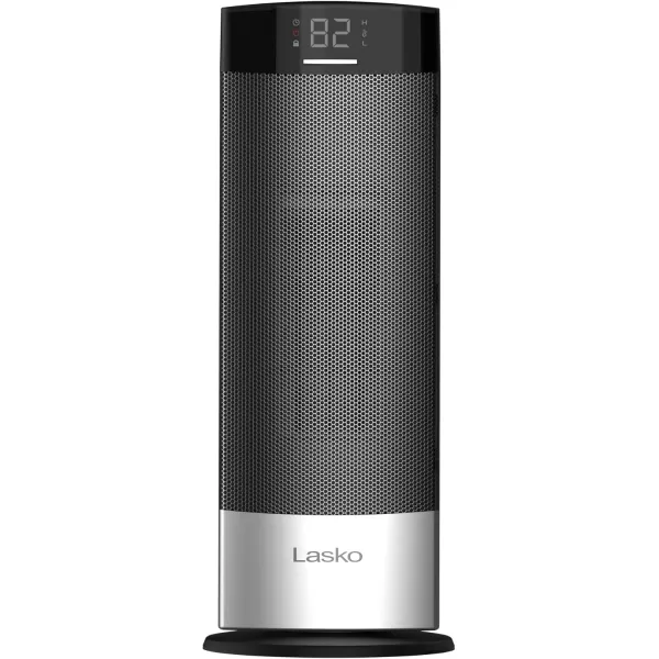 Lasko Ellipse Ceramic Tower Heater for Home with Tipover Switch, Child Lock, Digital Display, Thermostat, Wide Oscillation, Remote, Timer, For Bedroom, Office, Living Room, Den, 1500W, Black, CT18950