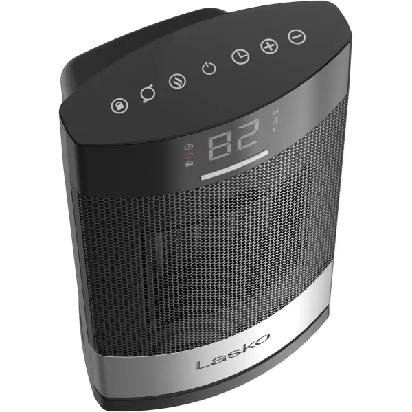 Lasko Ellipse Ceramic Tower Heater for Home with Tipover Switch, Child Lock, Digital Display, Thermostat, Wide Oscillation, Remote, Timer, For Bedroom, Office, Living Room, Den, 1500W, Black, CT18950