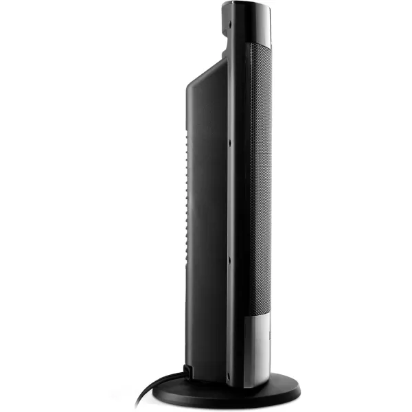 Lasko Ellipse Ceramic Tower Heater for Home with Tipover Switch, Child Lock, Digital Display, Thermostat, Wide Oscillation, Remote, Timer, For Bedroom, Office, Living Room, Den, 1500W, Black, CT18950
