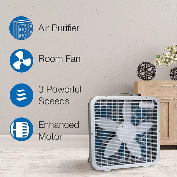 Lasko FF305 Air Flex 2-in-1 20-inch Box Fan and Air Purifier in One with MERV10 Air Purifying Filter for Cleaner Air and a Cooling Breeze