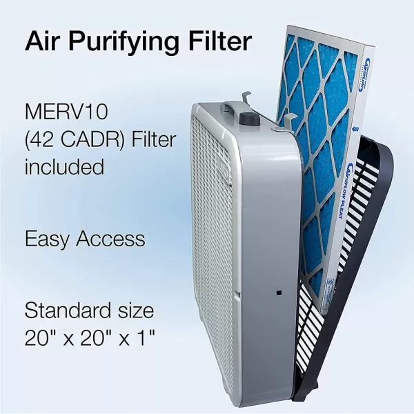 Lasko FF305 Air Flex 2-in-1 20-inch Box Fan and Air Purifier in One with MERV10 Air Purifying Filter for Cleaner Air and a Cooling Breeze