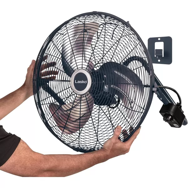 Lasko High Velocity Fan with QuickMount for Floor or Wall Mount Use, 3 Powerful Speeds for Garage, Shop, Attic, 20", Silver/Black, H20610