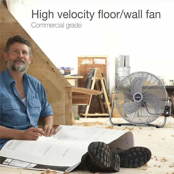 Lasko High Velocity Max Performance Floor Fan with Wall mount Option, 3 Powerful Speeds, Pivoting Fan Head for Home, Garage, Attic, 20", Black, 2265QM