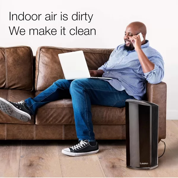 Lasko LP200 HEPA Desktop Air Purifier with Timer for a Cleaner,Fresher Home Environment –2-Stage Filtration Removes Smoke, Odors, Pet Dander, Virus Sized Particles,Pollen, 14.75" x 7.3” x 10.3”, White